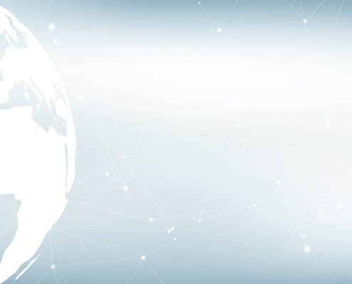 Global supply chain and logistics network visualization with worldwide connection nodes